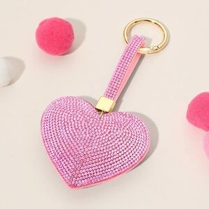 Pink Crystal Heart Keychain/Bag Charm